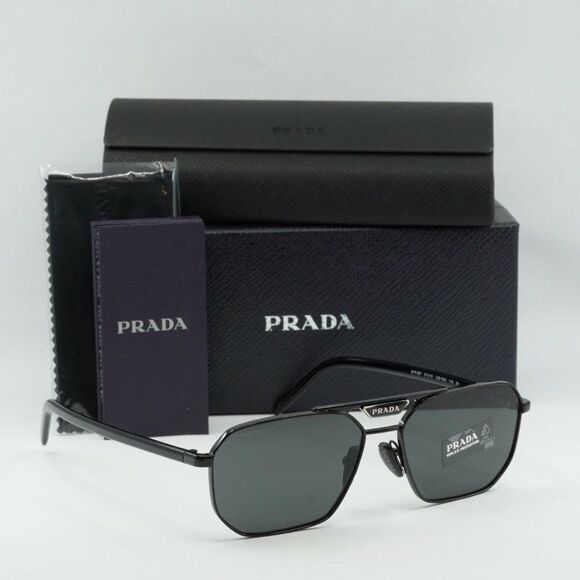 NEW PRADA PR58YS 1AB5S0 BLACK DARK GREY SUNGLASSES - Picture 11 of 11